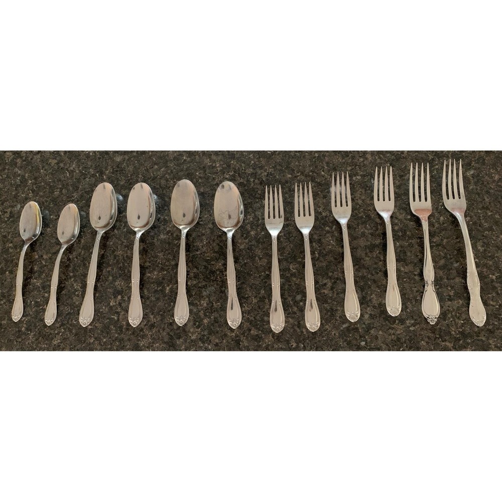 Stainless Flatware Set 12 Piece USA Vintage American Products 1950s Rosalie